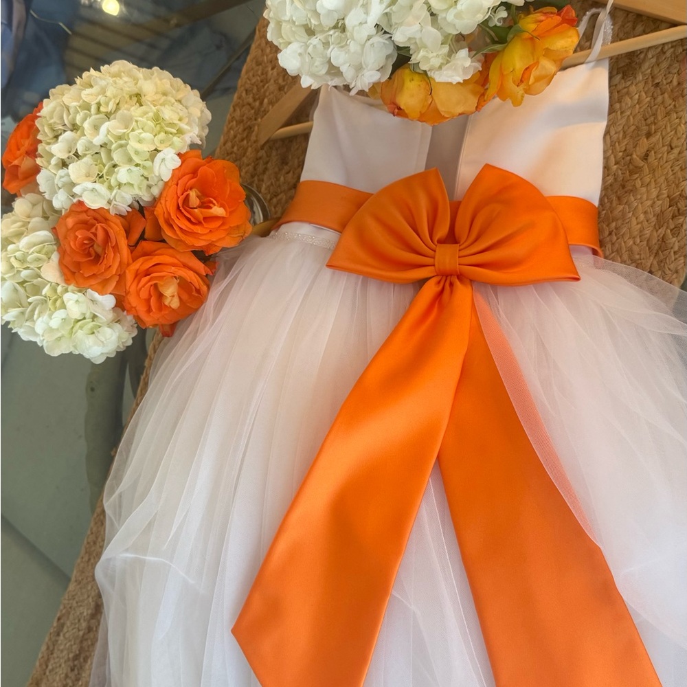 White and Orange Tulle Dress